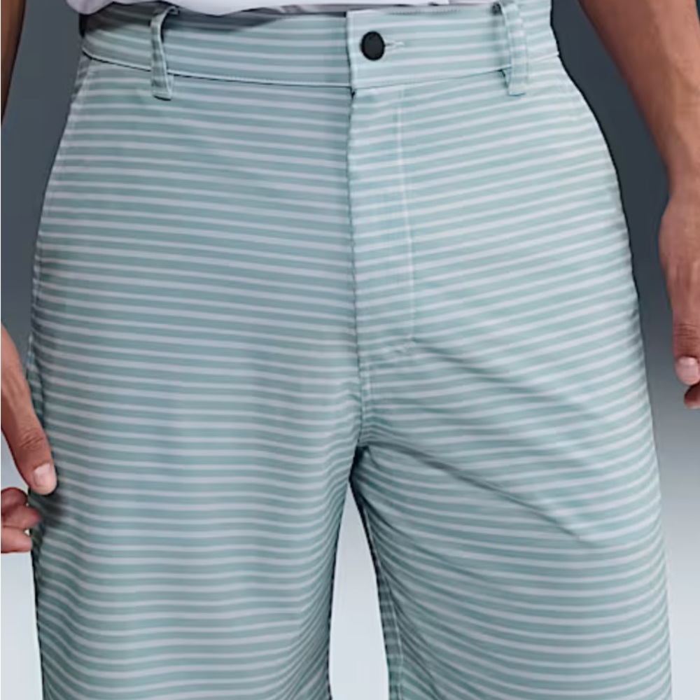 Nike Golf Tour Athleisure Preppy Performance Striped Teal Blue Shorts SZ 40.